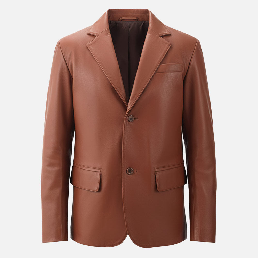 Bolzano Tan Leather Coat frontt