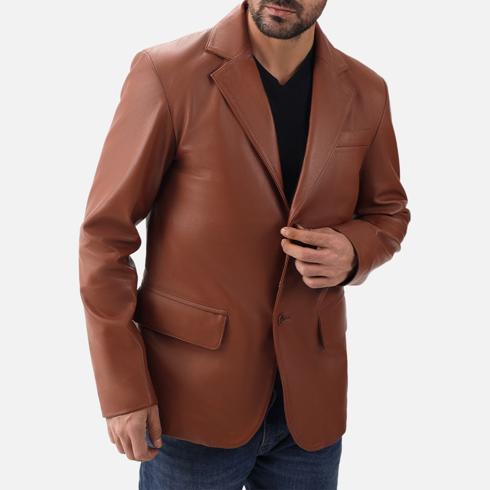 Bolzano Tan Leather Coat half face