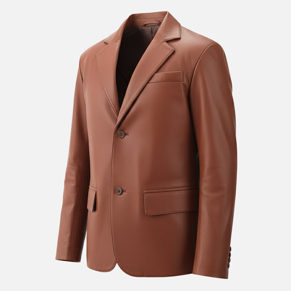 Bolzano Tan Leather Coat leftt