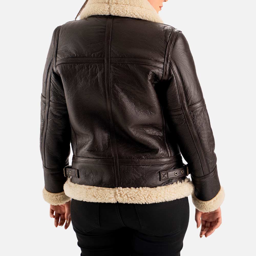 Calda Donna B3 Brown Real Shearling Bomber Jacket  back