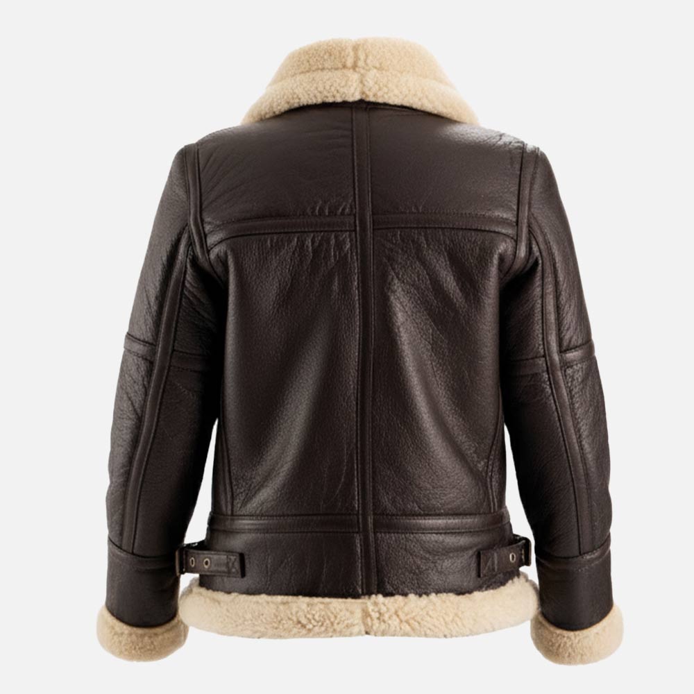 Calda Donna B3 Brown Real Shearling Bomber Jacket back dummy