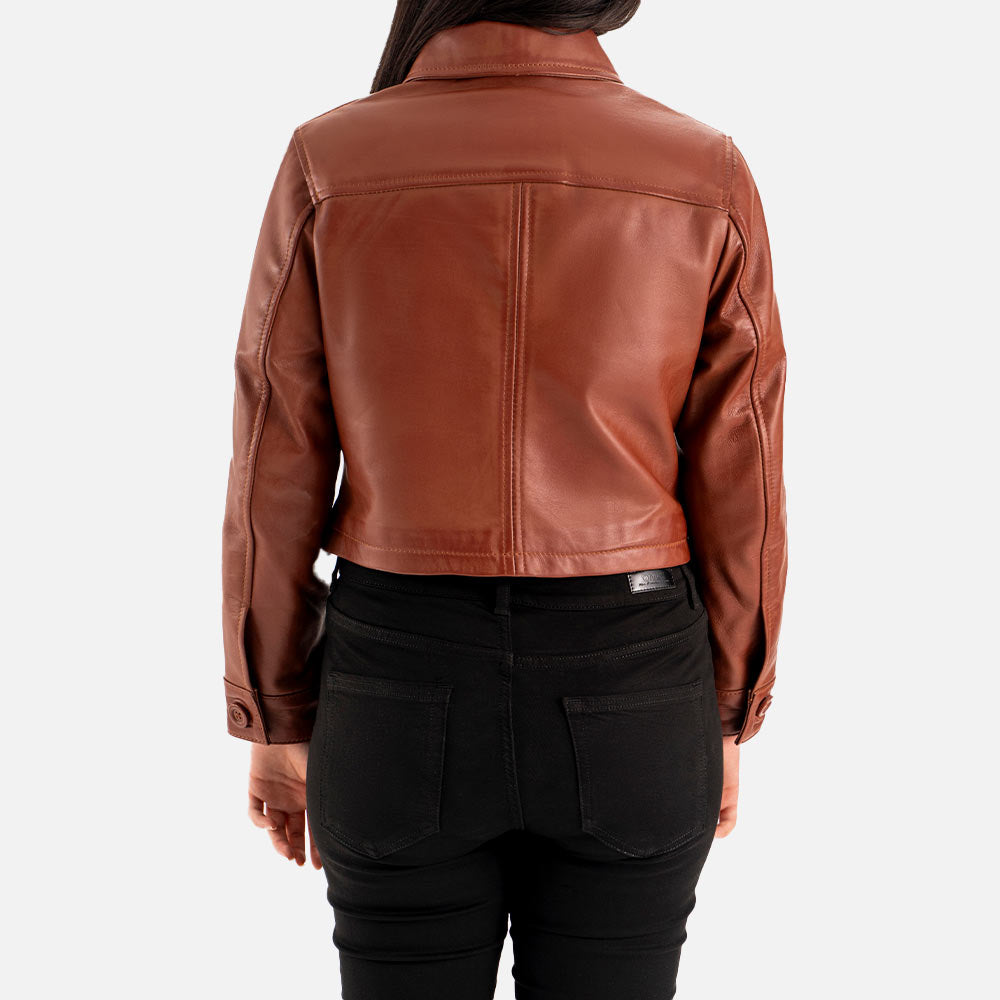 Capri Brown Leather Biker Jacket Backk