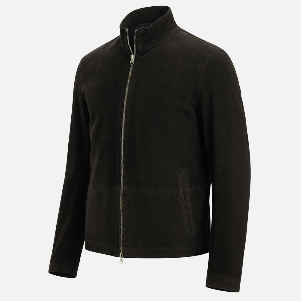 Cervino Black Suede Biker Jacket front