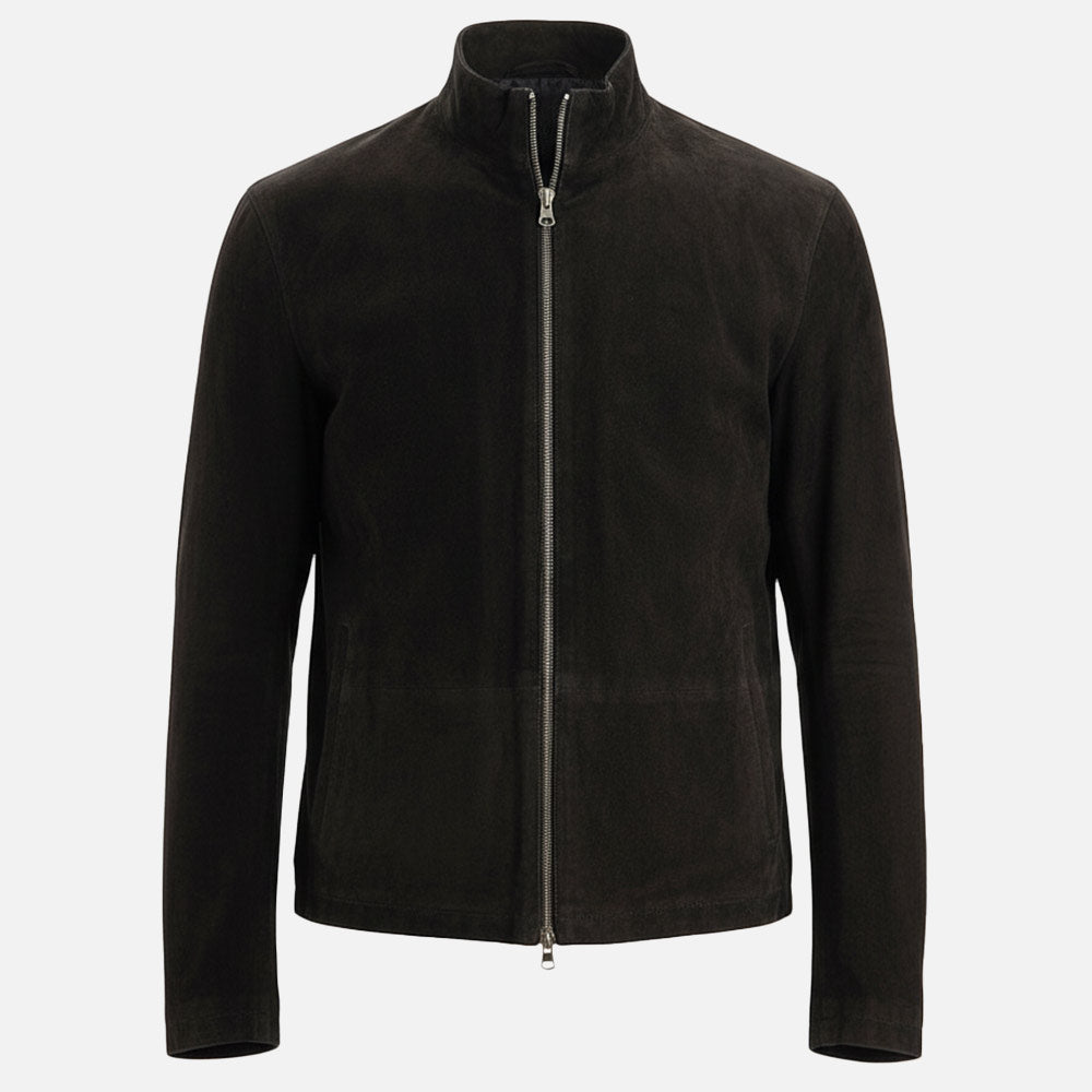 Cervino Black Suede Biker Jacket front viiew