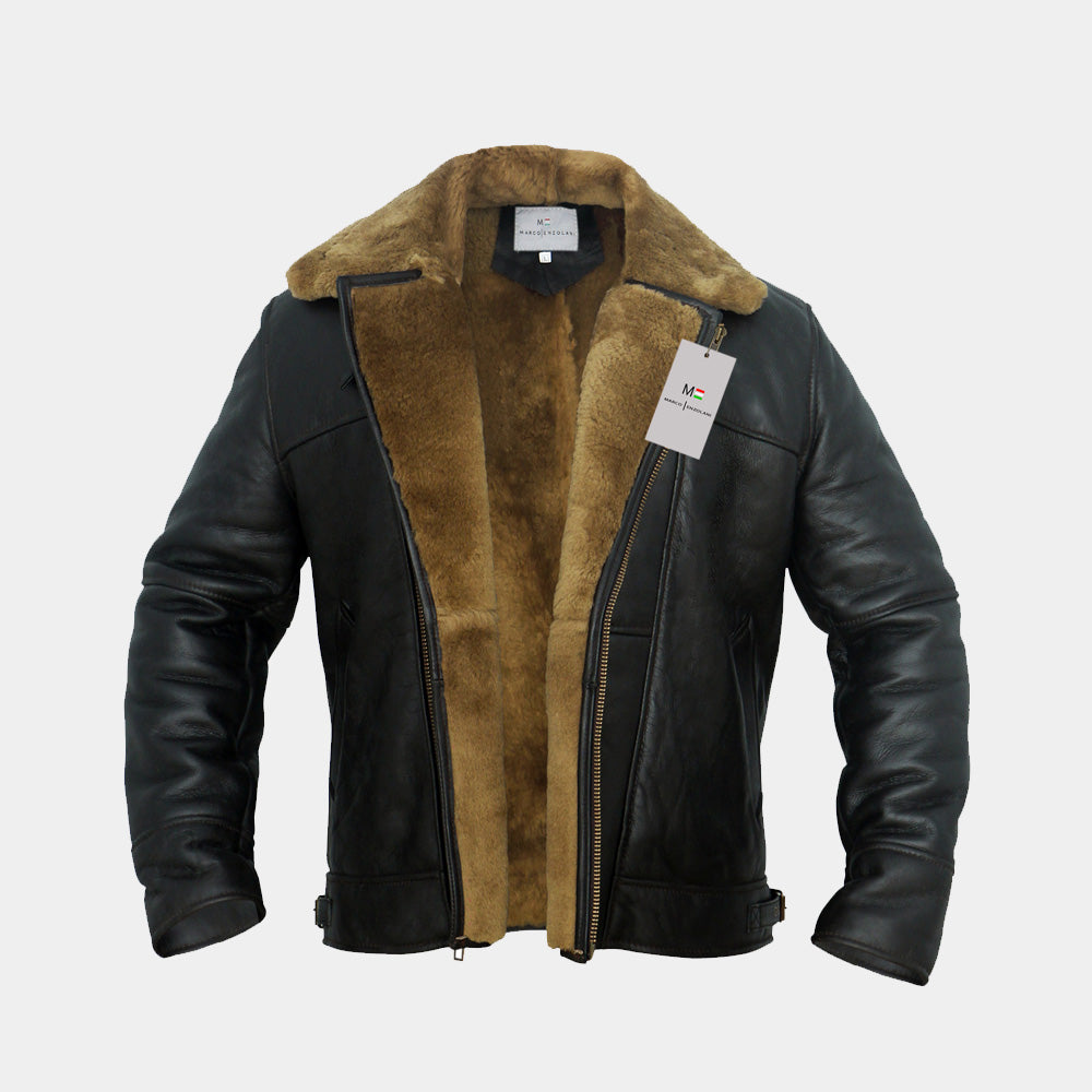Cross Zip Ginger Real Shearling Jacket