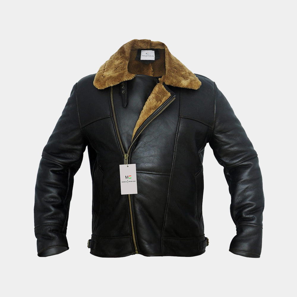 Cross Zip Ginger Real Shearling Jacket 