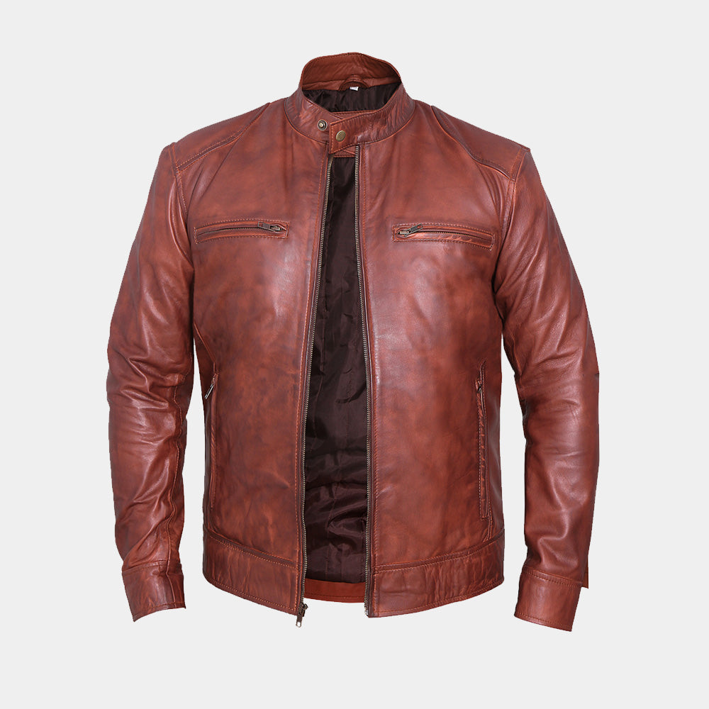 Chic Rust Brown Leather Jacket