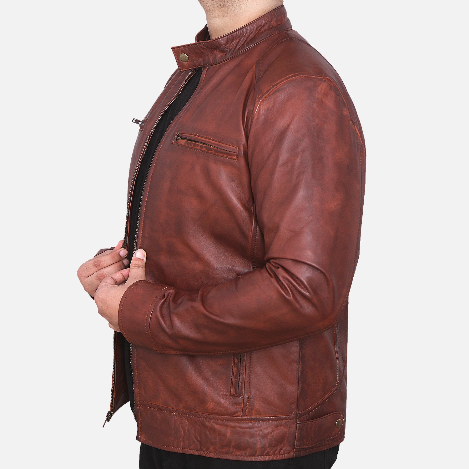 Chic Rust Brown Leather Jacket