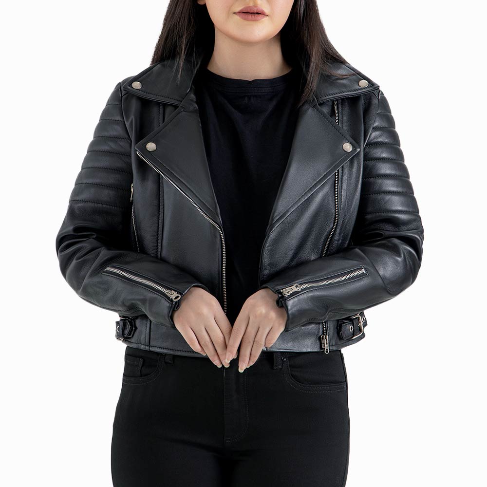 Sorrento Black Leather Biker Jacket