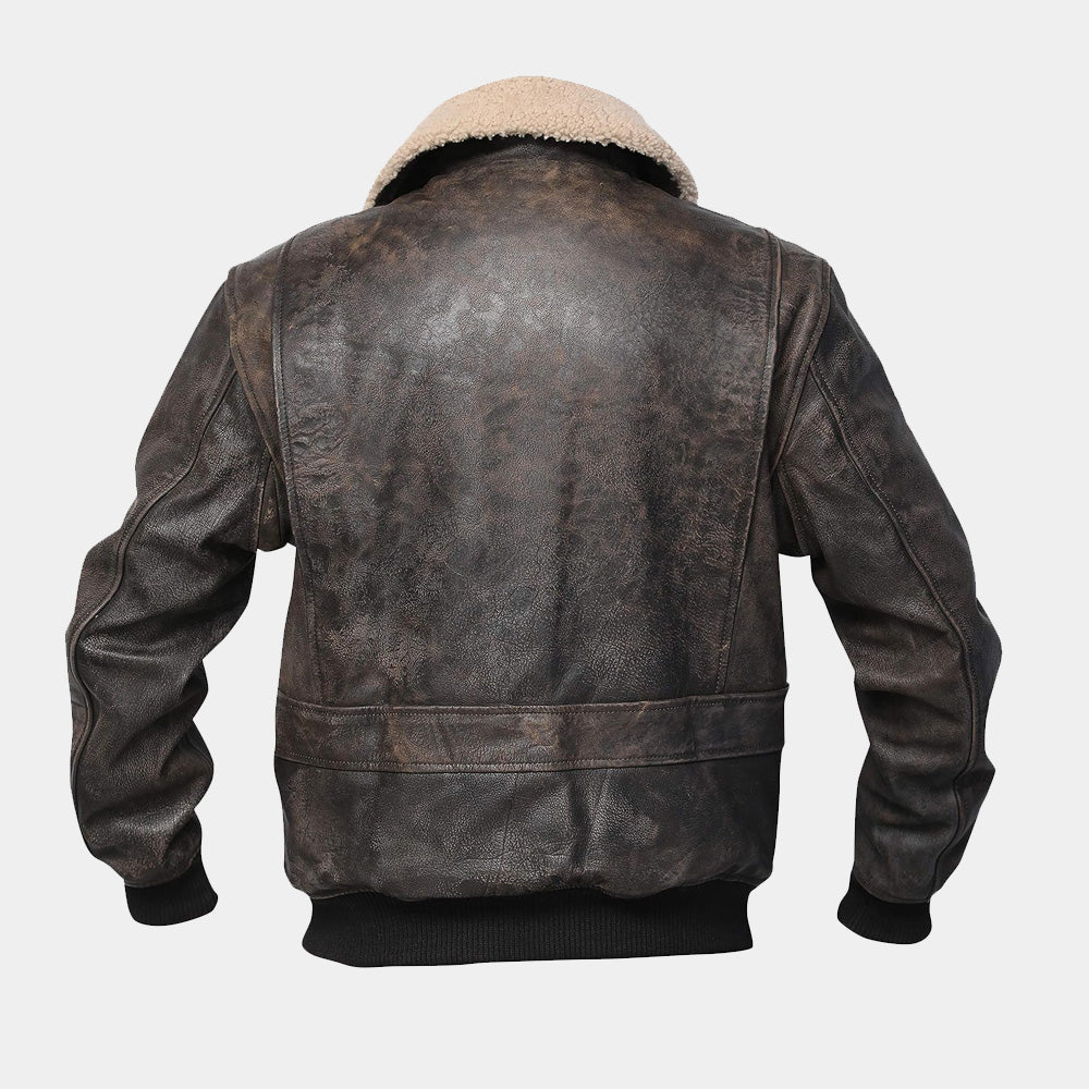 G1 Distressed Brown Cowhide Leather Bomber Aviator Flight Jacket