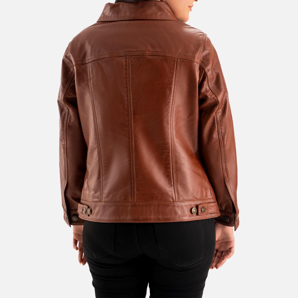 Gran Paradiso Brown Leather Trucker Jacket  Back