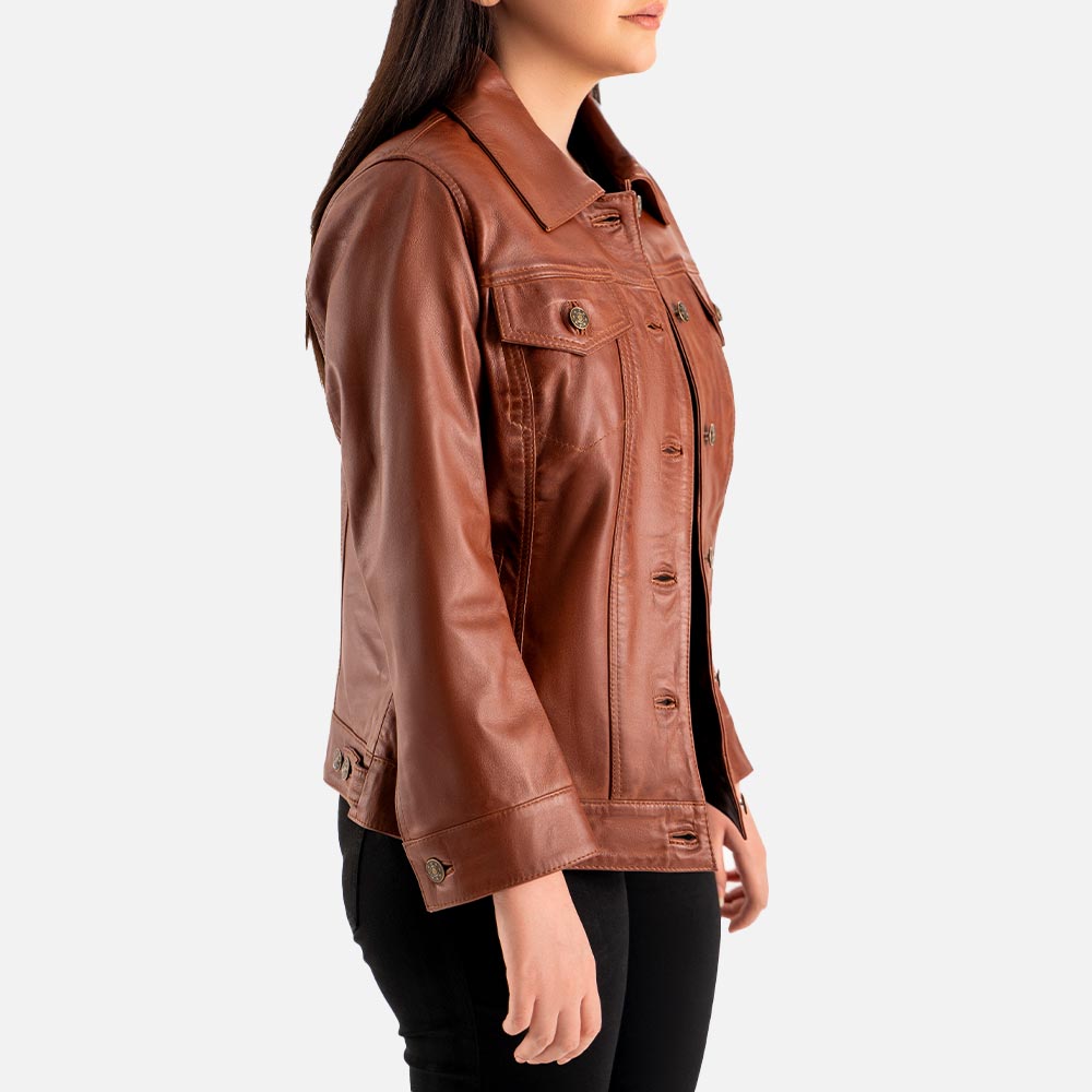 Gran Paradiso Brown Leather Trucker Jacket Rightt