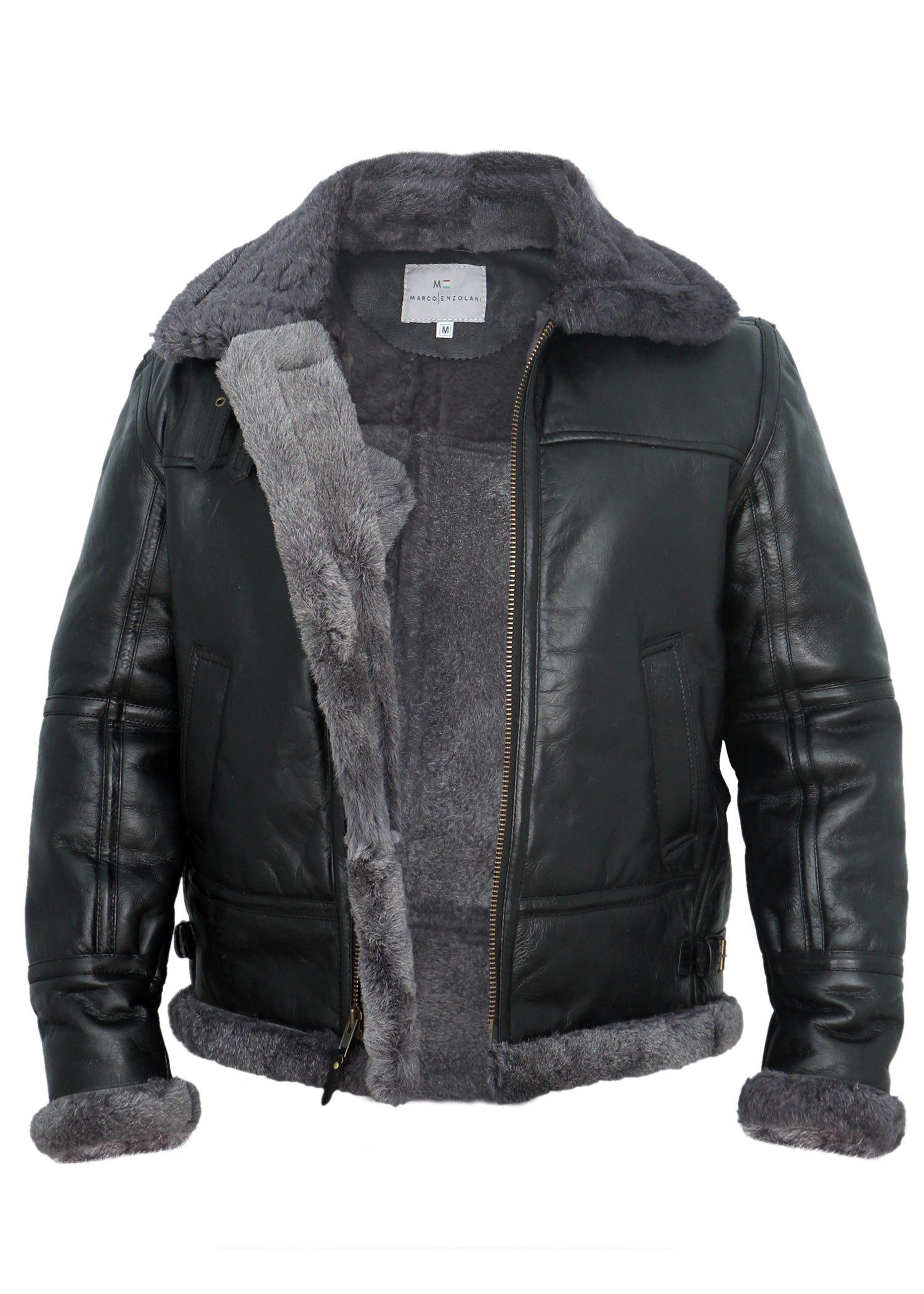 Arctic B3 Real Shearling Bomber Jacket Grey