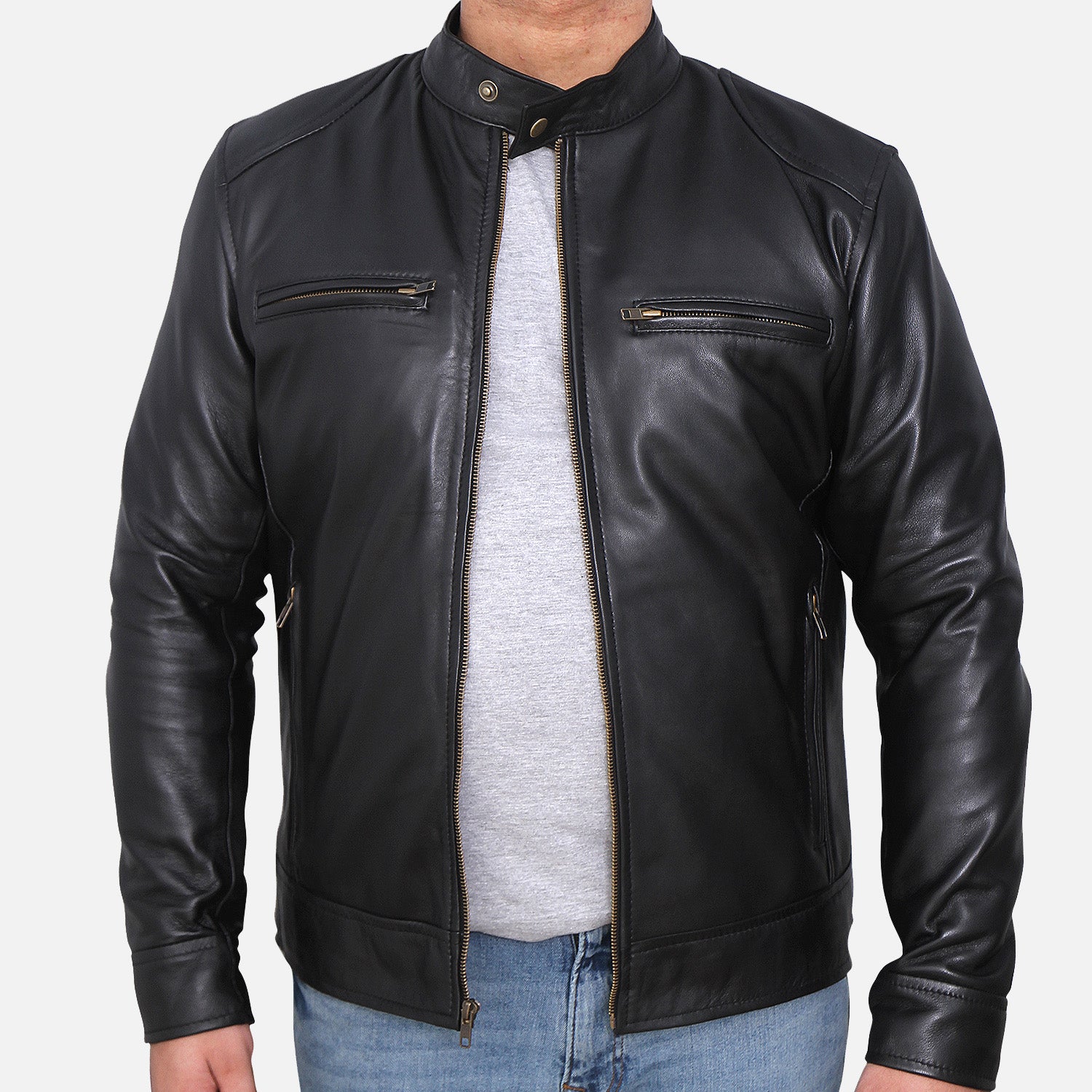 Chic Rust Black Leather Jacket