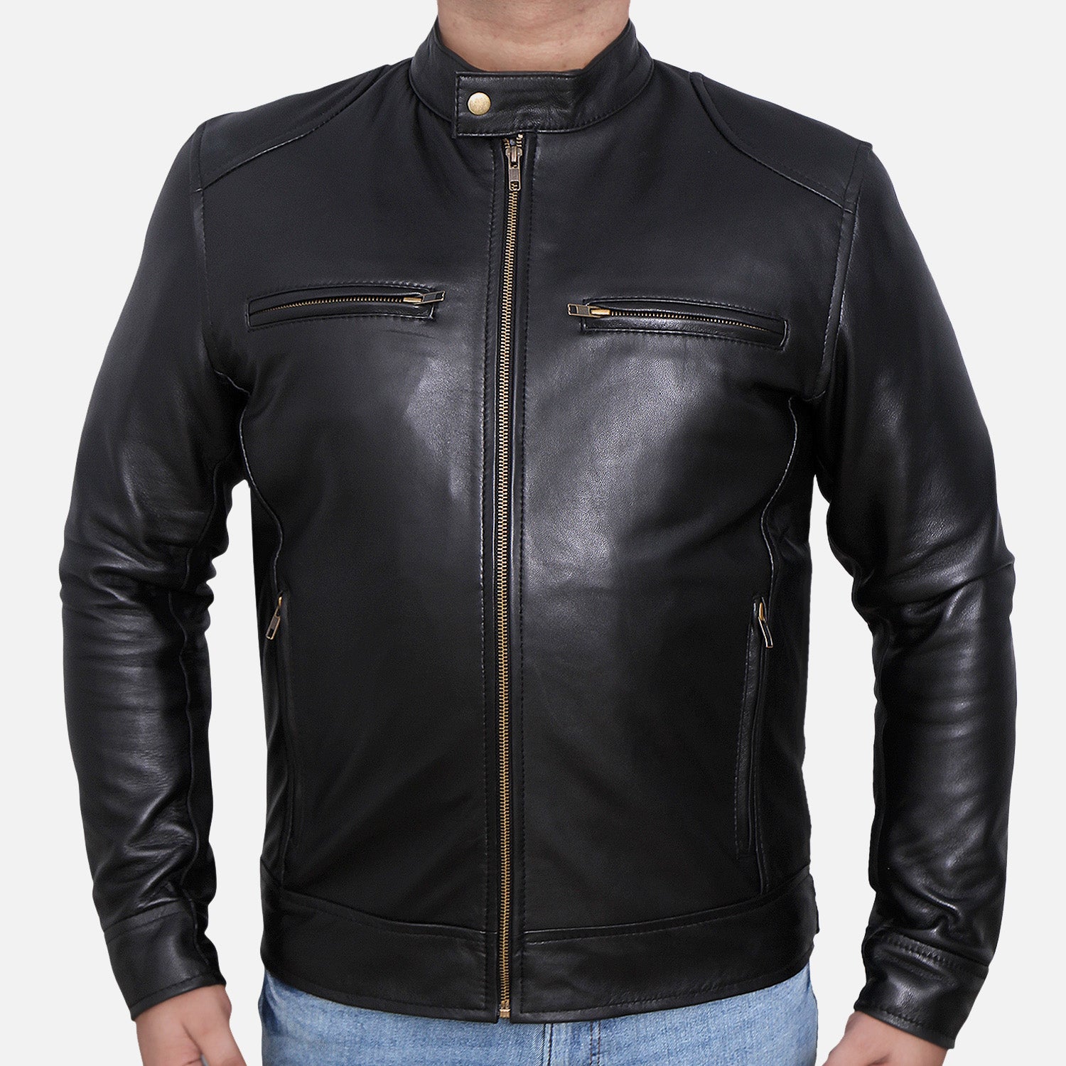 Dodge Black Sheepskin Leather Jacket