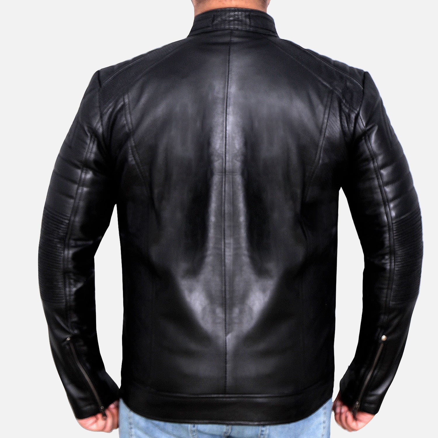 Iron Black Cafe Racer Sheepskin Leather Jacket