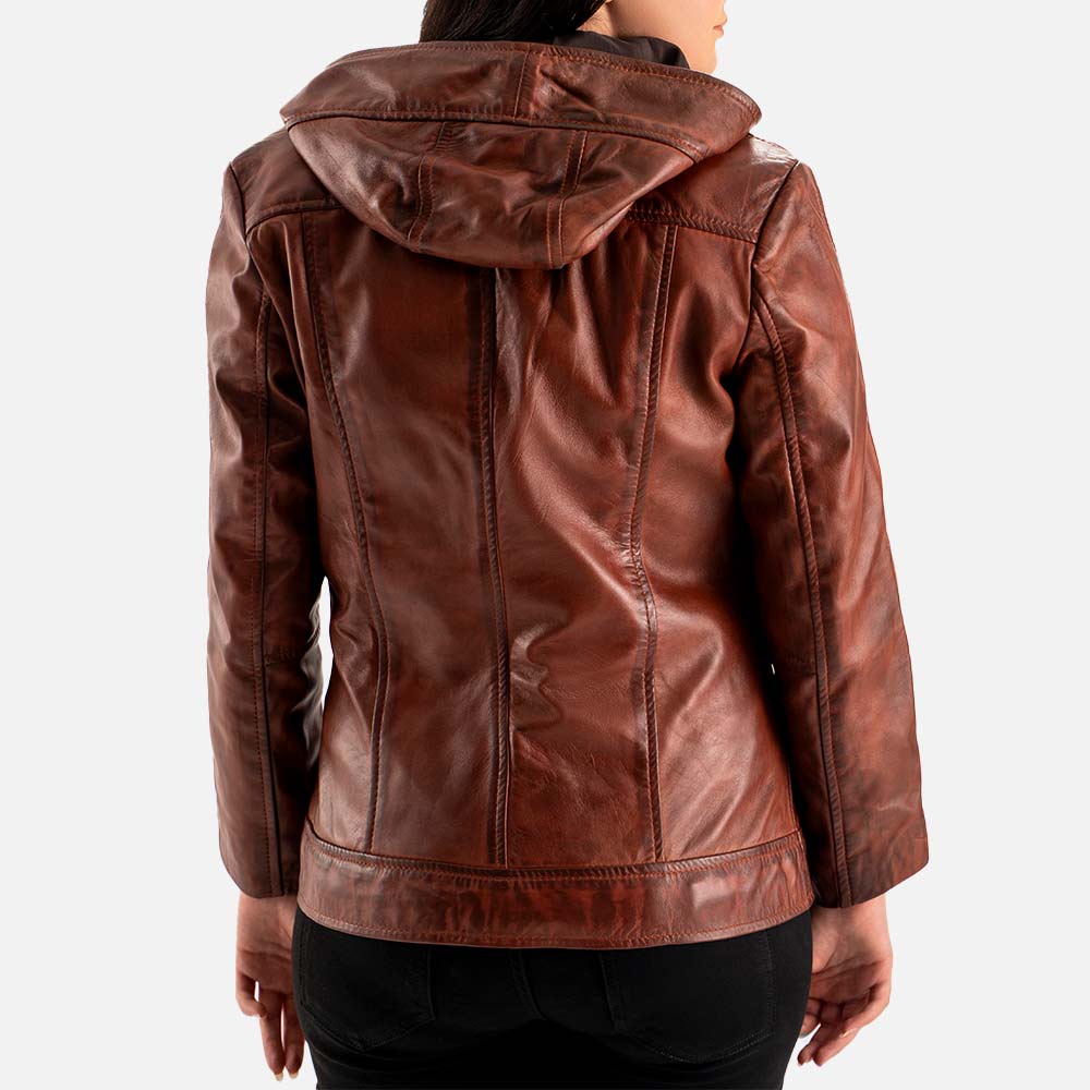 Linea_Femmina_Brown_Leather_Biker_Jacket_Back