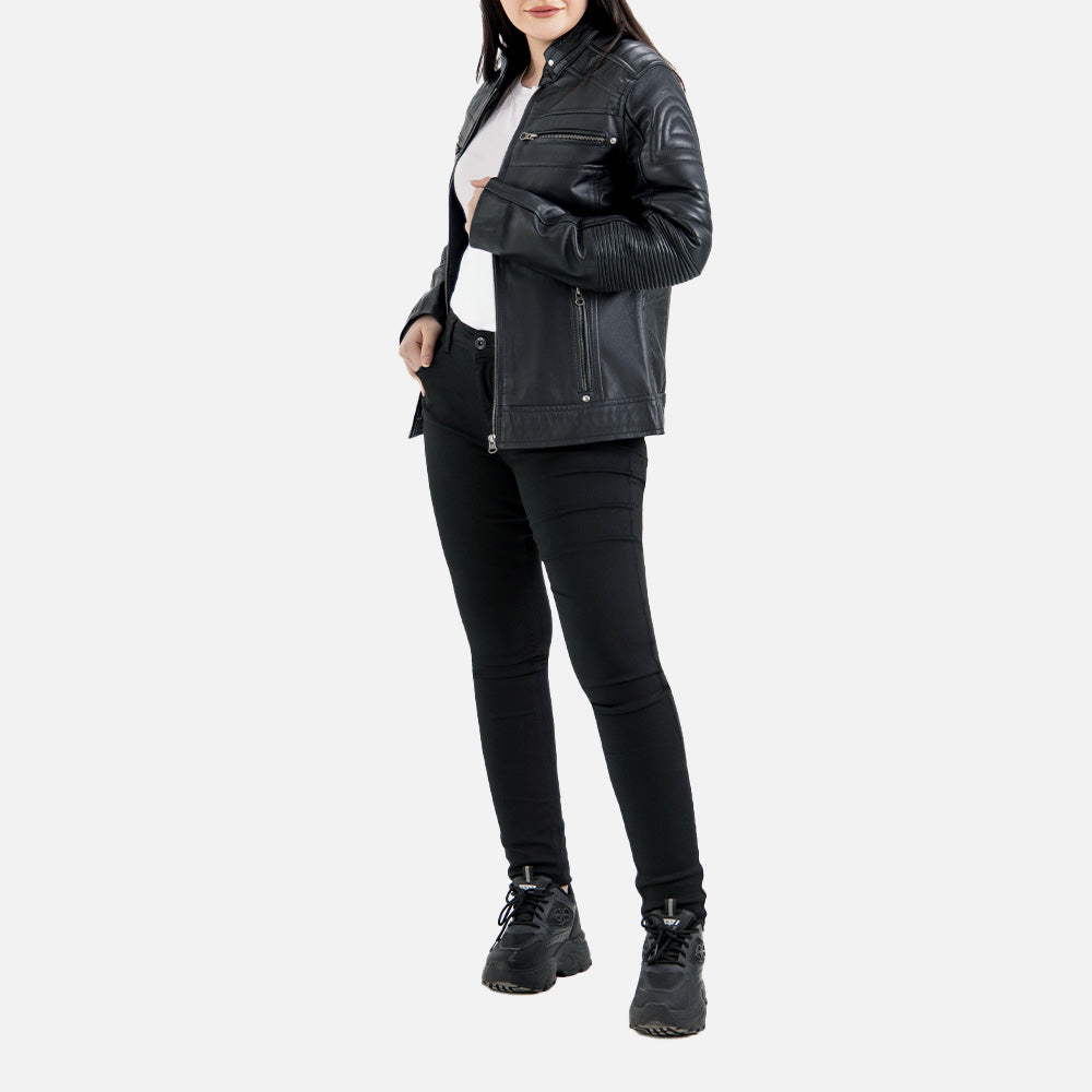 Lupa Black Leather Biker Jacket Full Left 