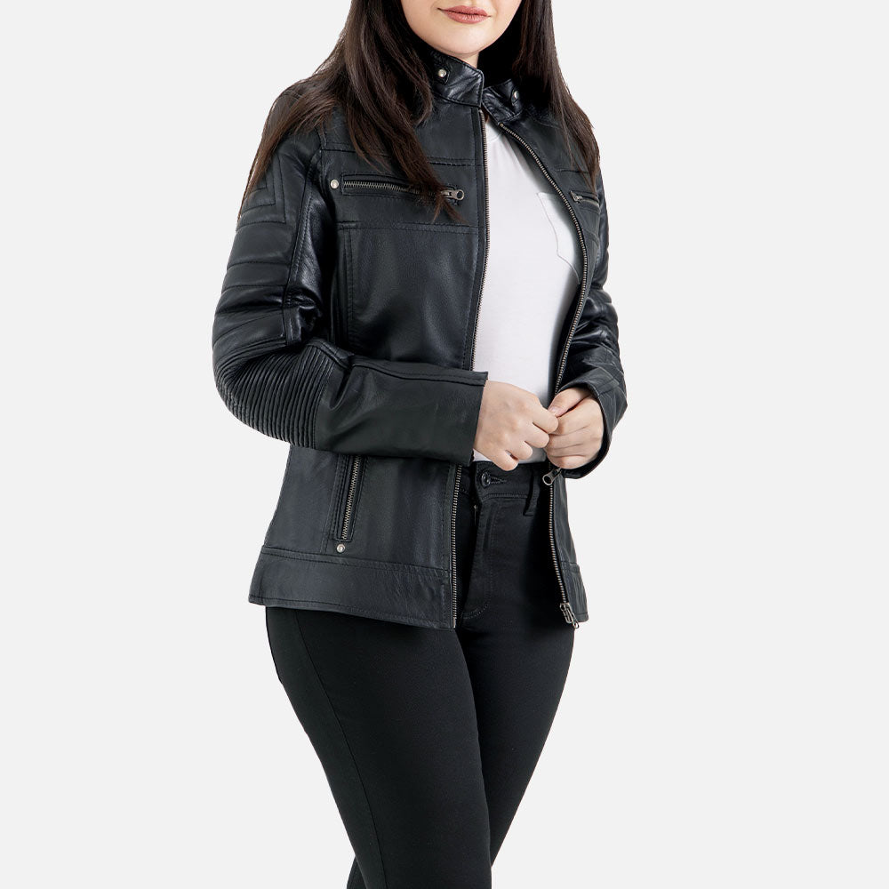 Lupa Black Leather Biker Jacket Right