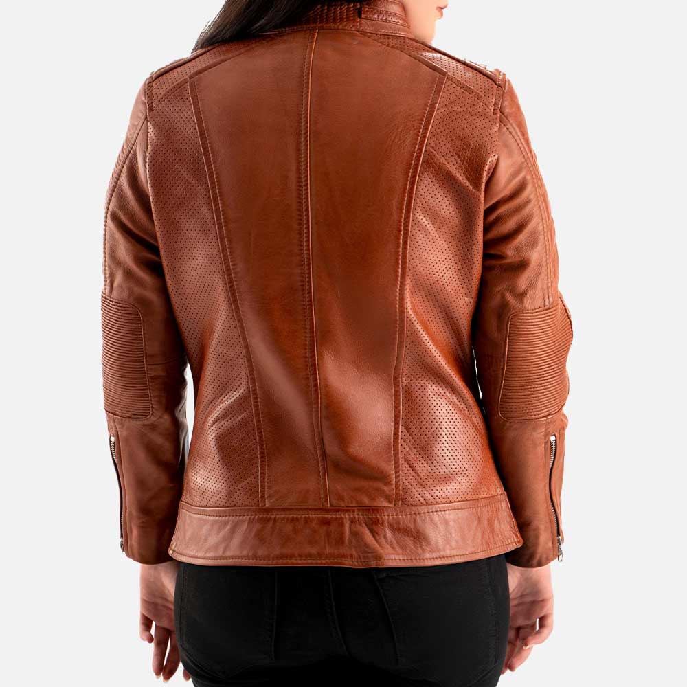 Lupa Tan Leather Biker Jacket Backk