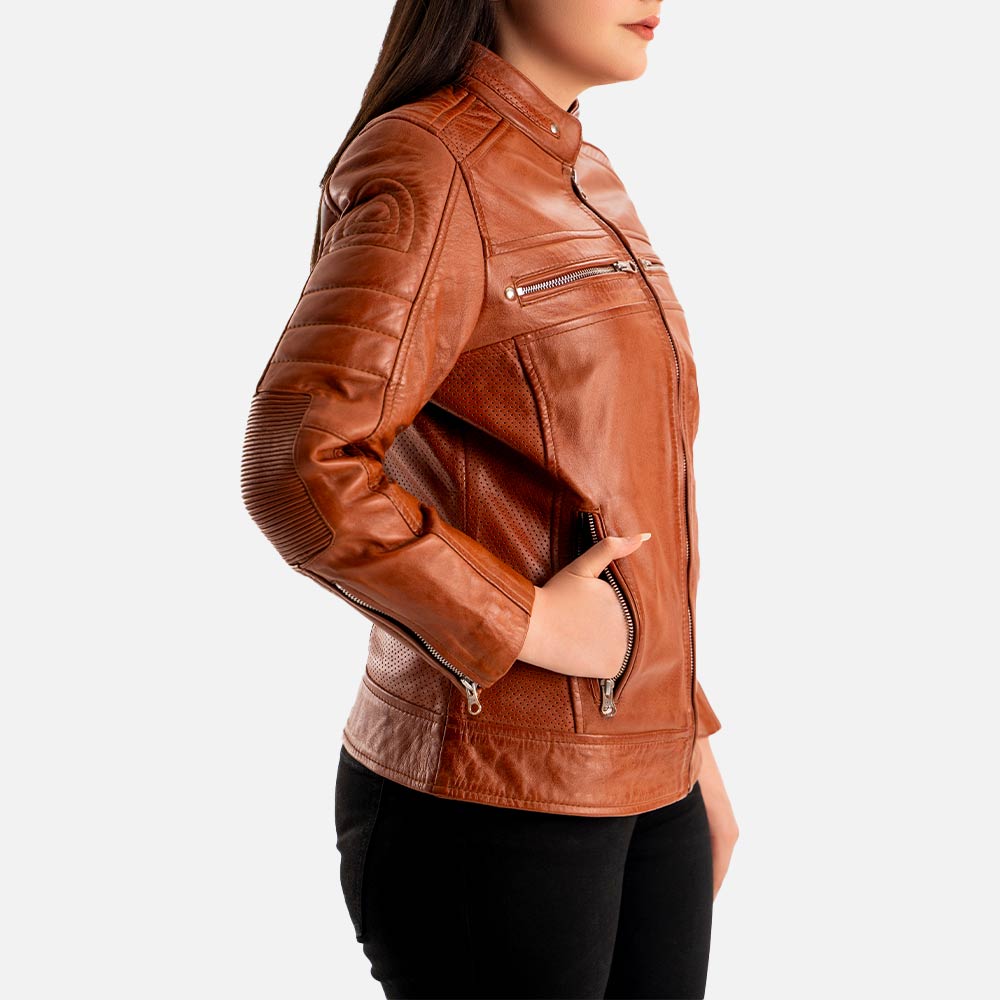 Lupa Tan Leather Biker Jacket Rightt