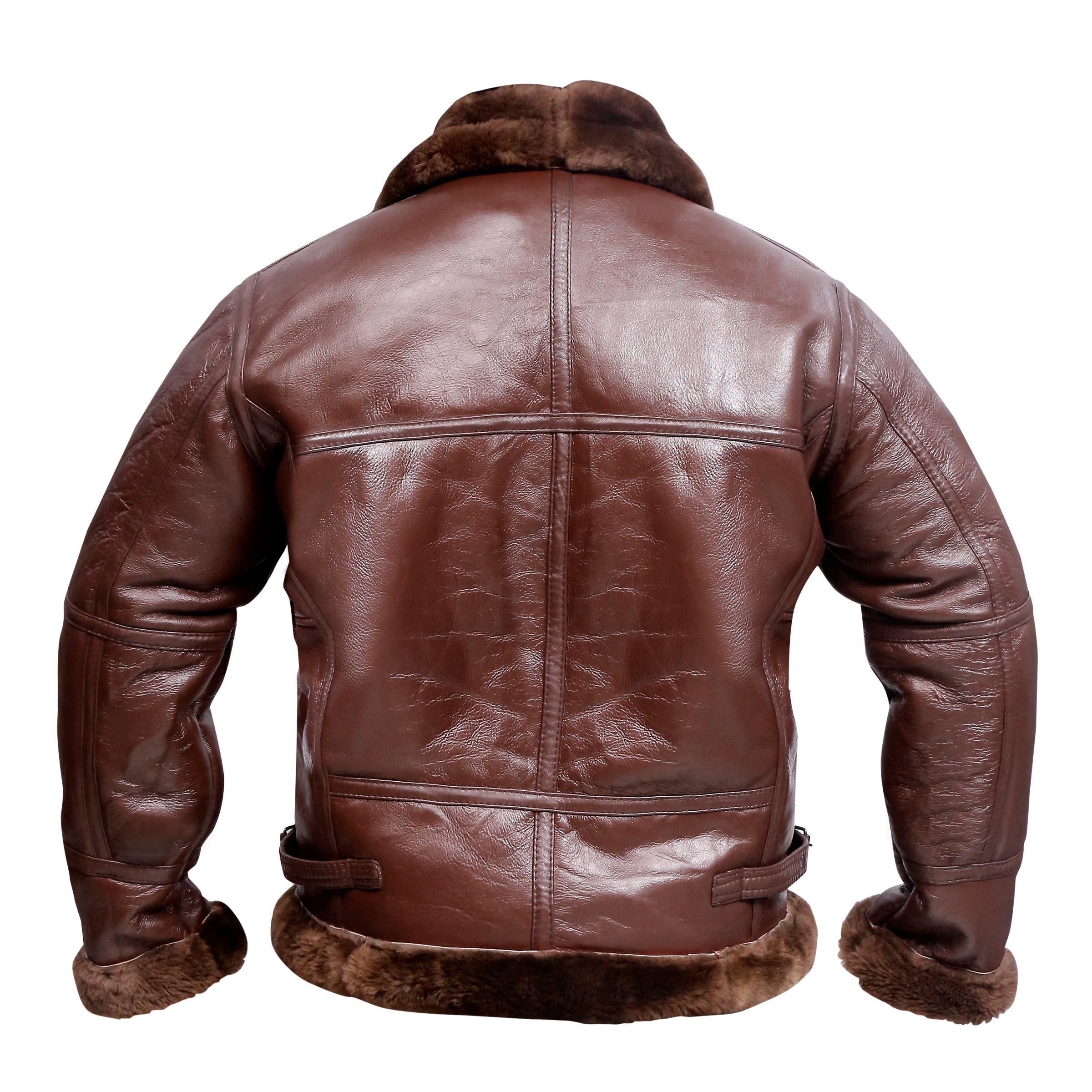 Demini B3 Real Shearling Bomber Jacket Brown