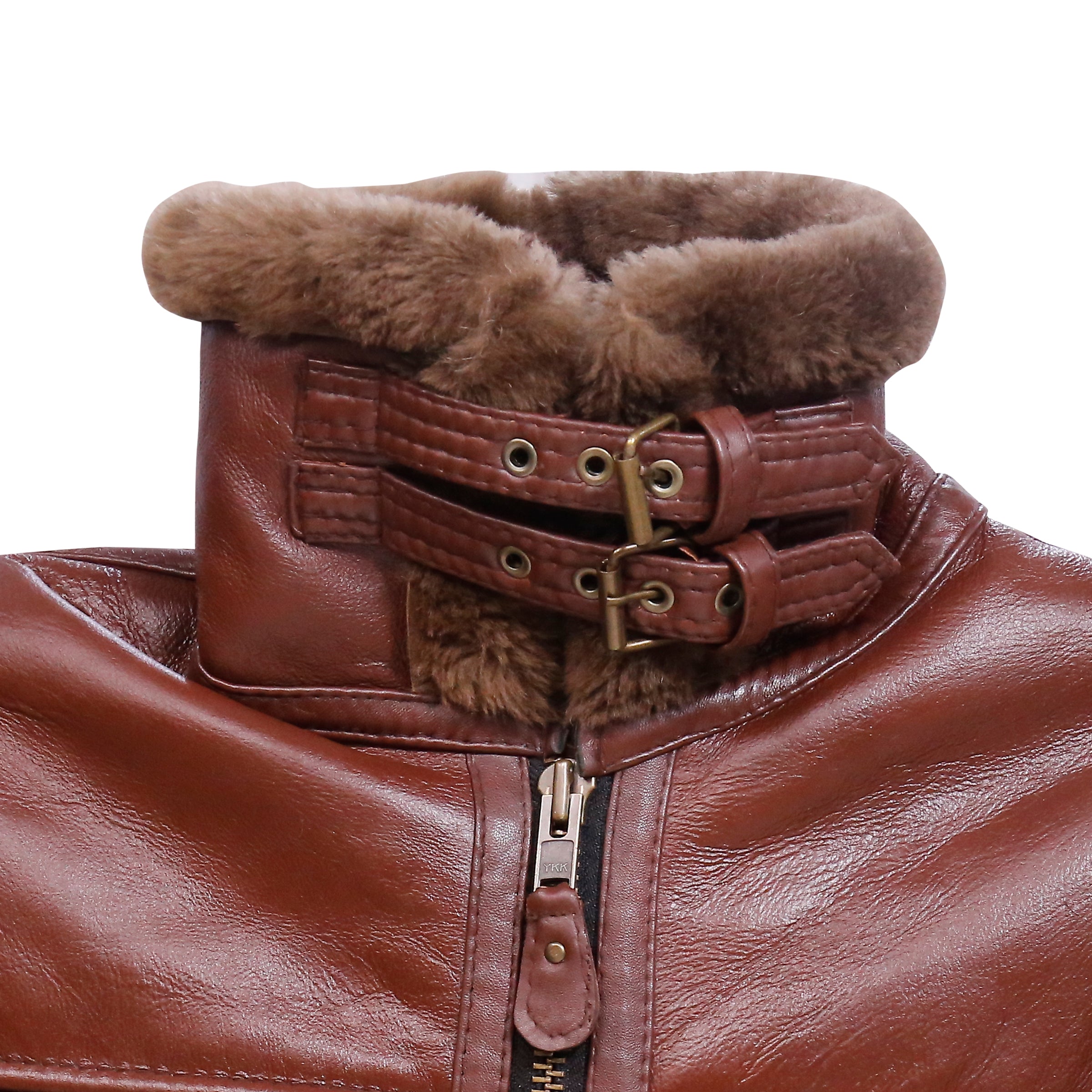 Demini B3 Real Shearling Bomber Jacket Brown