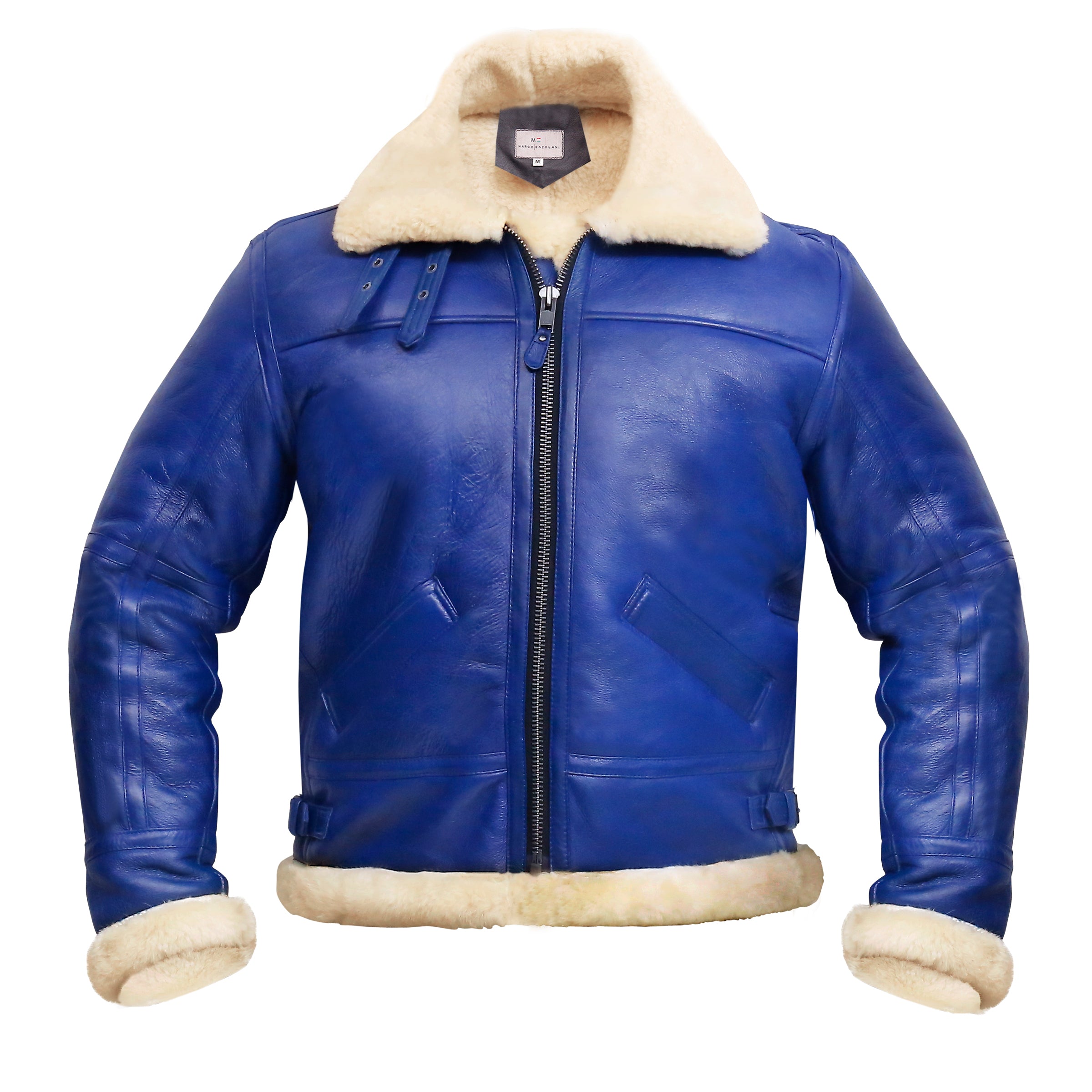 Arctic B3 Real Shearling Bomber Jacket Blue