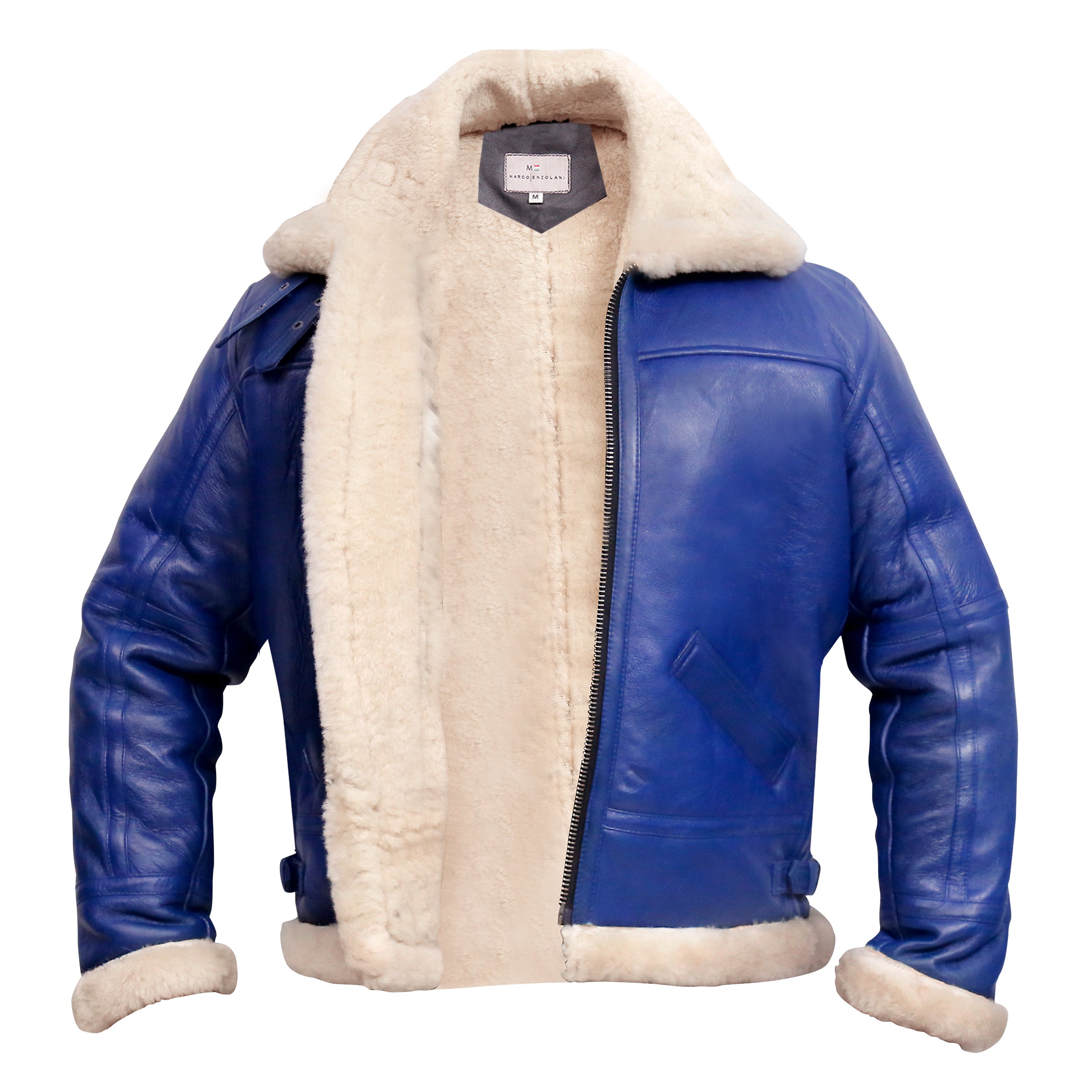 Arctic B3 Real Shearling Bomber Jacket Blue