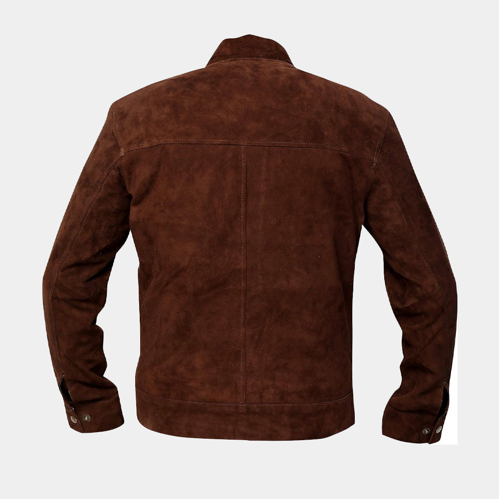 Men's Slim Fit Brown Real Suede Leather Jacket