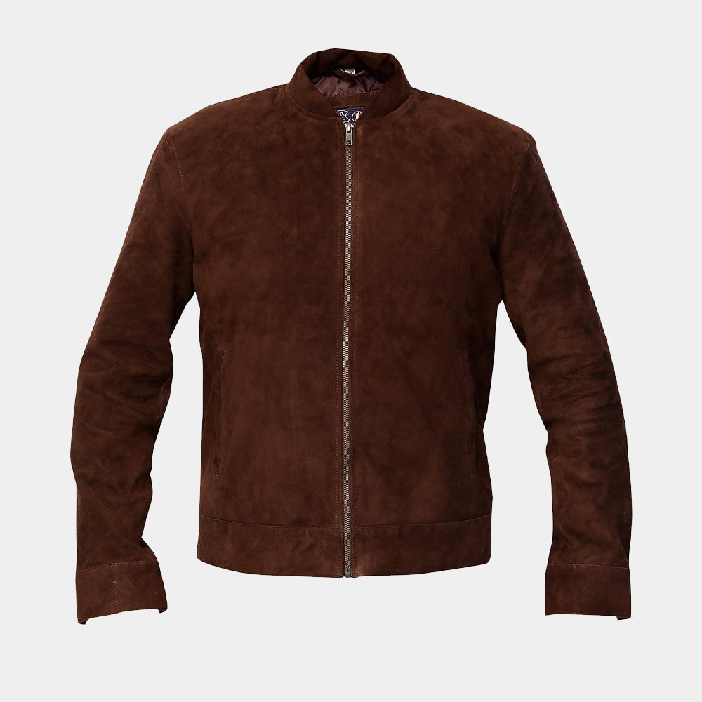 Men's Slim Fit Brown Real Suede Leather Jacket