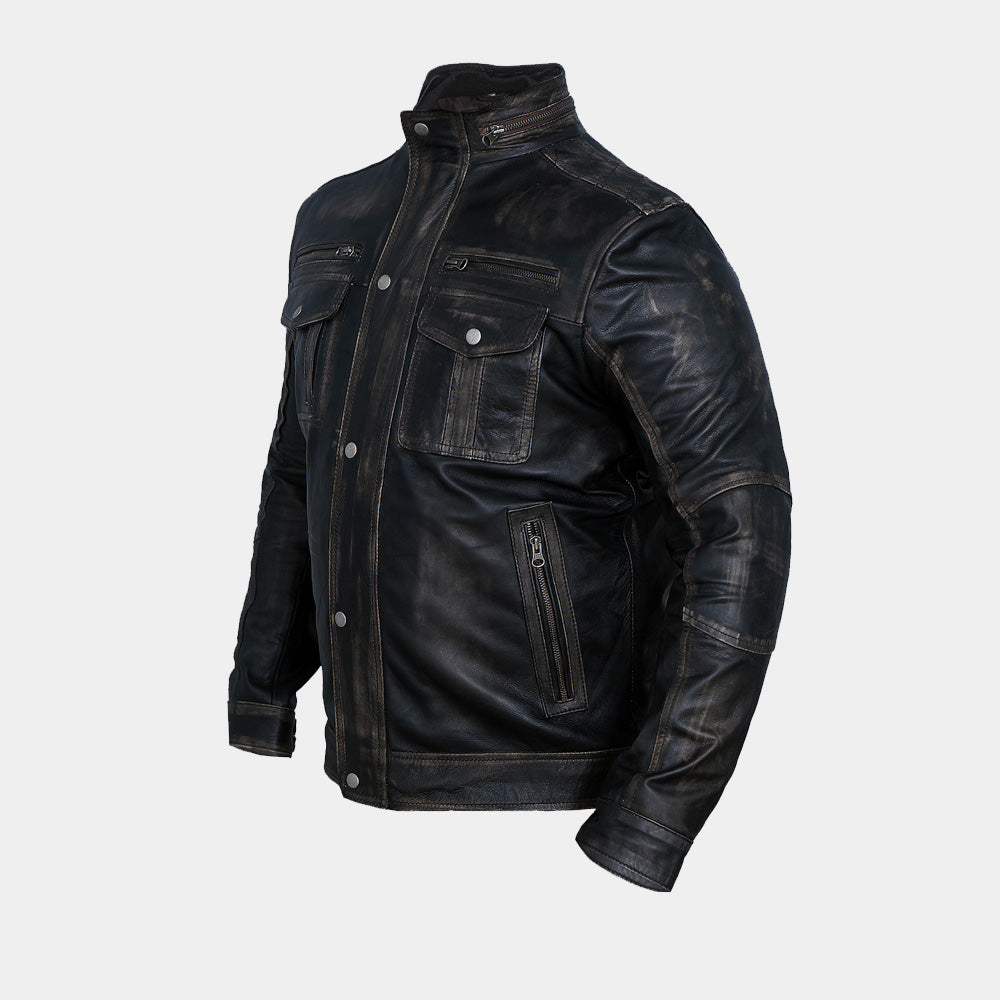 Mens Distressed Leather Jacket