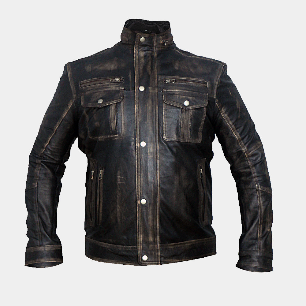 Mens Distressed Leather Jacket