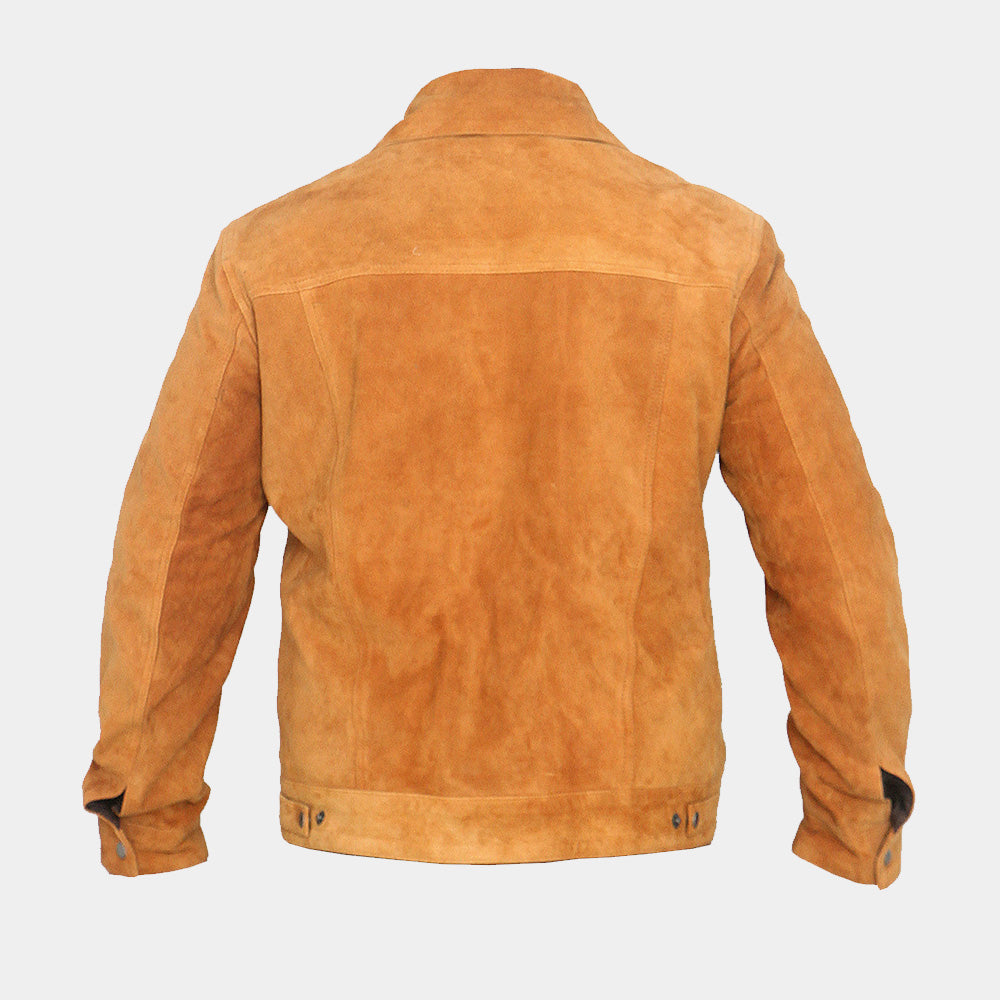 Men Tan Brown Suede Jacket, Tan Suede Leather Jacket for Mens