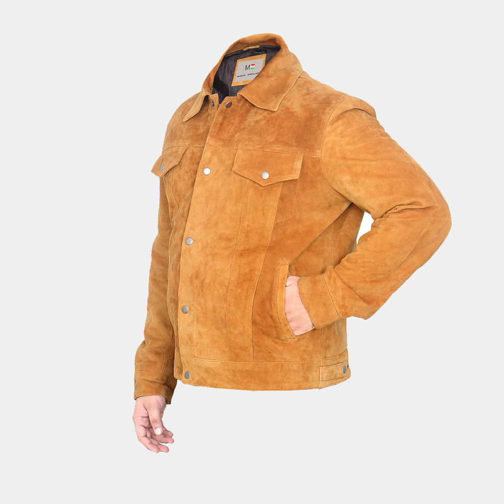 Leather Tan Suede Jacket for Men