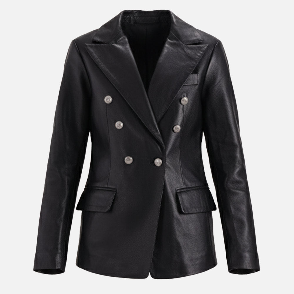 Monte Black Leather Blazer Front dummy