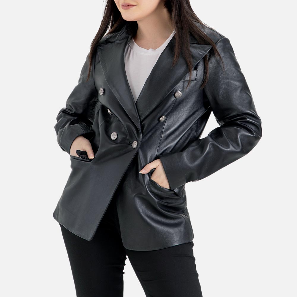 Monte Black Leather Blazer both hand