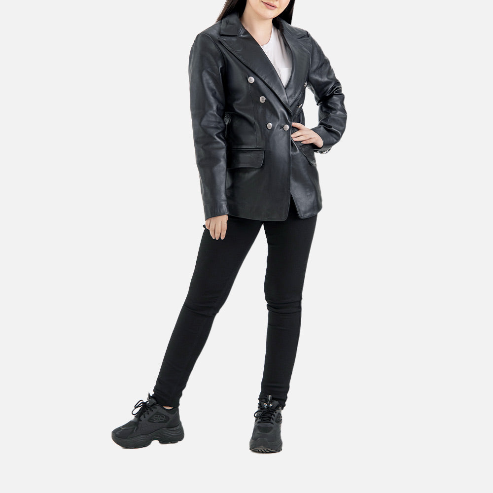 Monte Black Leather Blazer fuul body