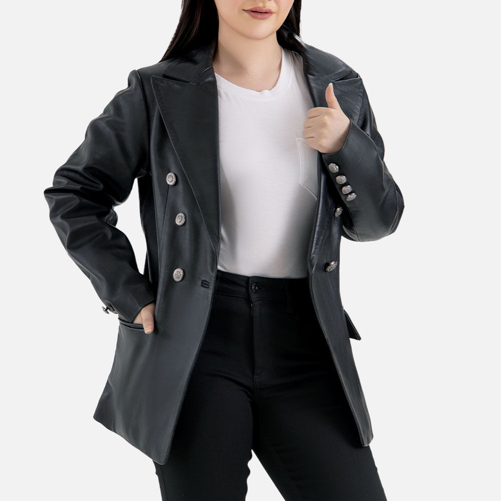 Monte Black Leather Blazer right