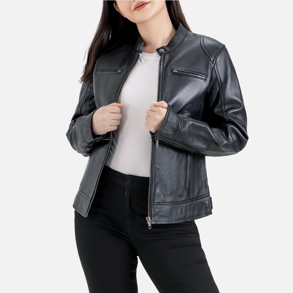 Nera Notte Black Leather Biker JacketNera Notte Black Leather Biker Jacket Open