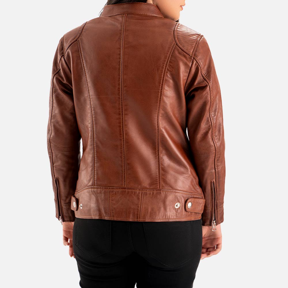 Nera Notte Brown Leather Biker Jacket Back