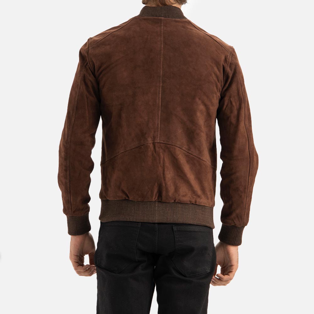 Ortisei Brown Suede Bomber Jacket back sidee