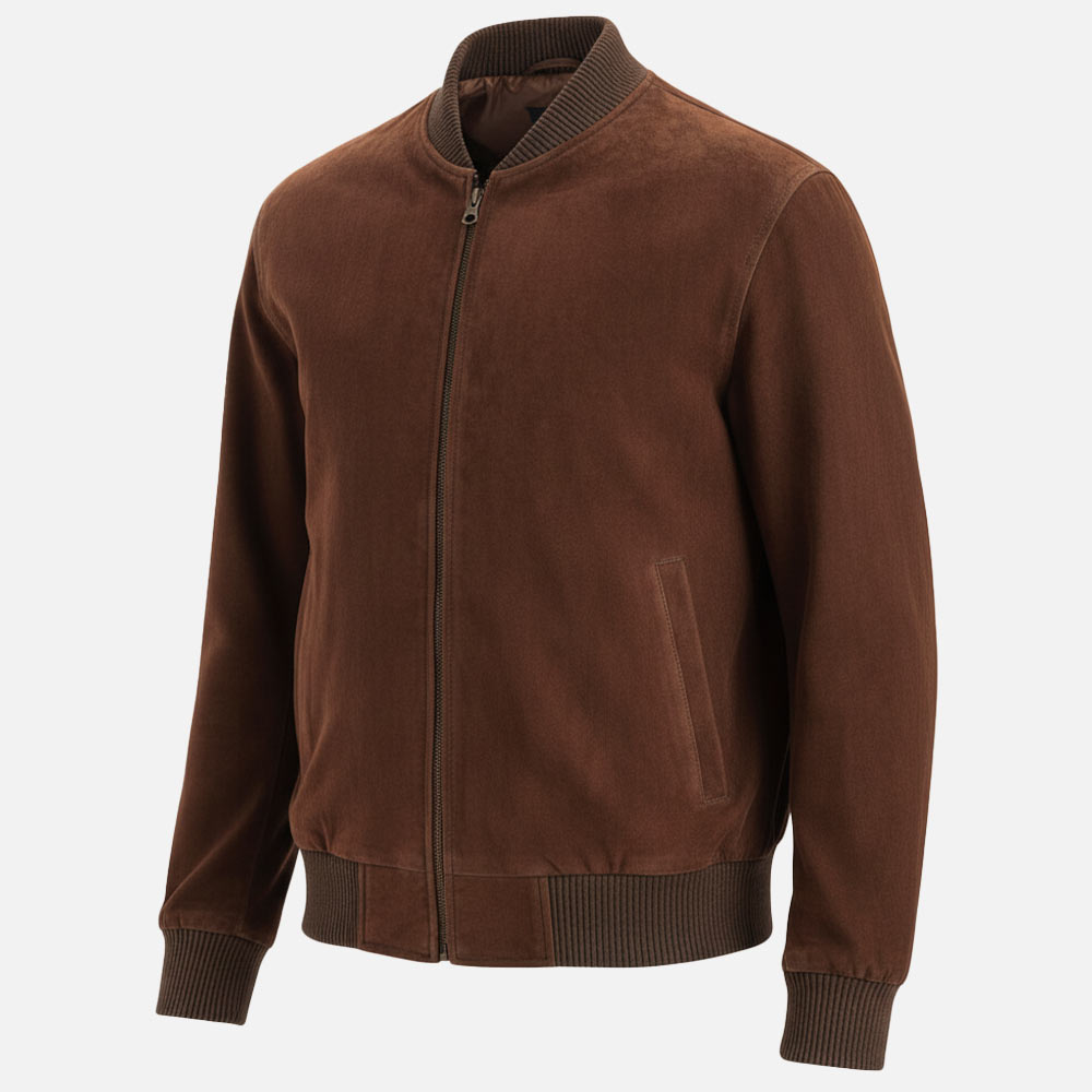 Ortisei Brown Suede Bomber Jacket front view