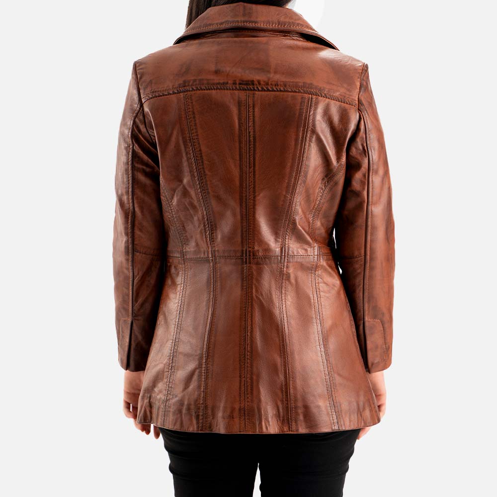 Piuma Nera Brown Leather Trench Coat  back body