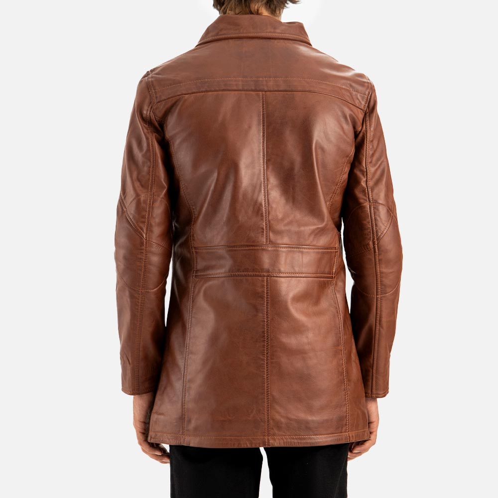 Sardegna Brown Leather Coat back