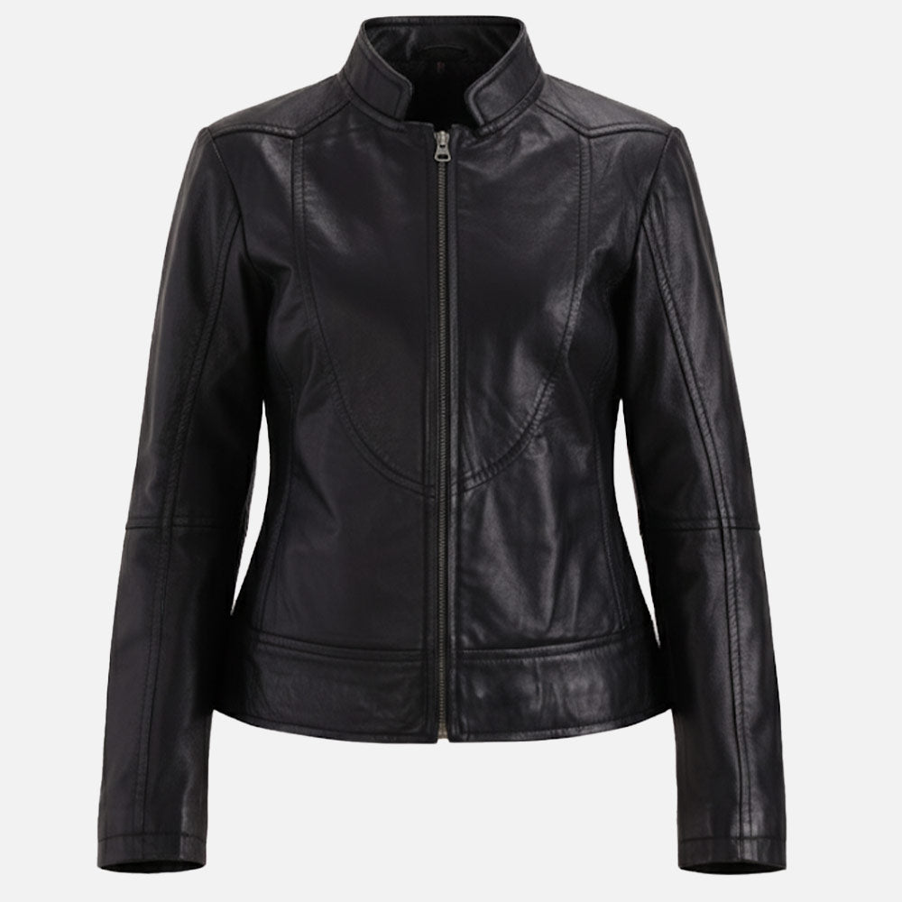 Sestriere Black Leather Biker Jacket  Dummy