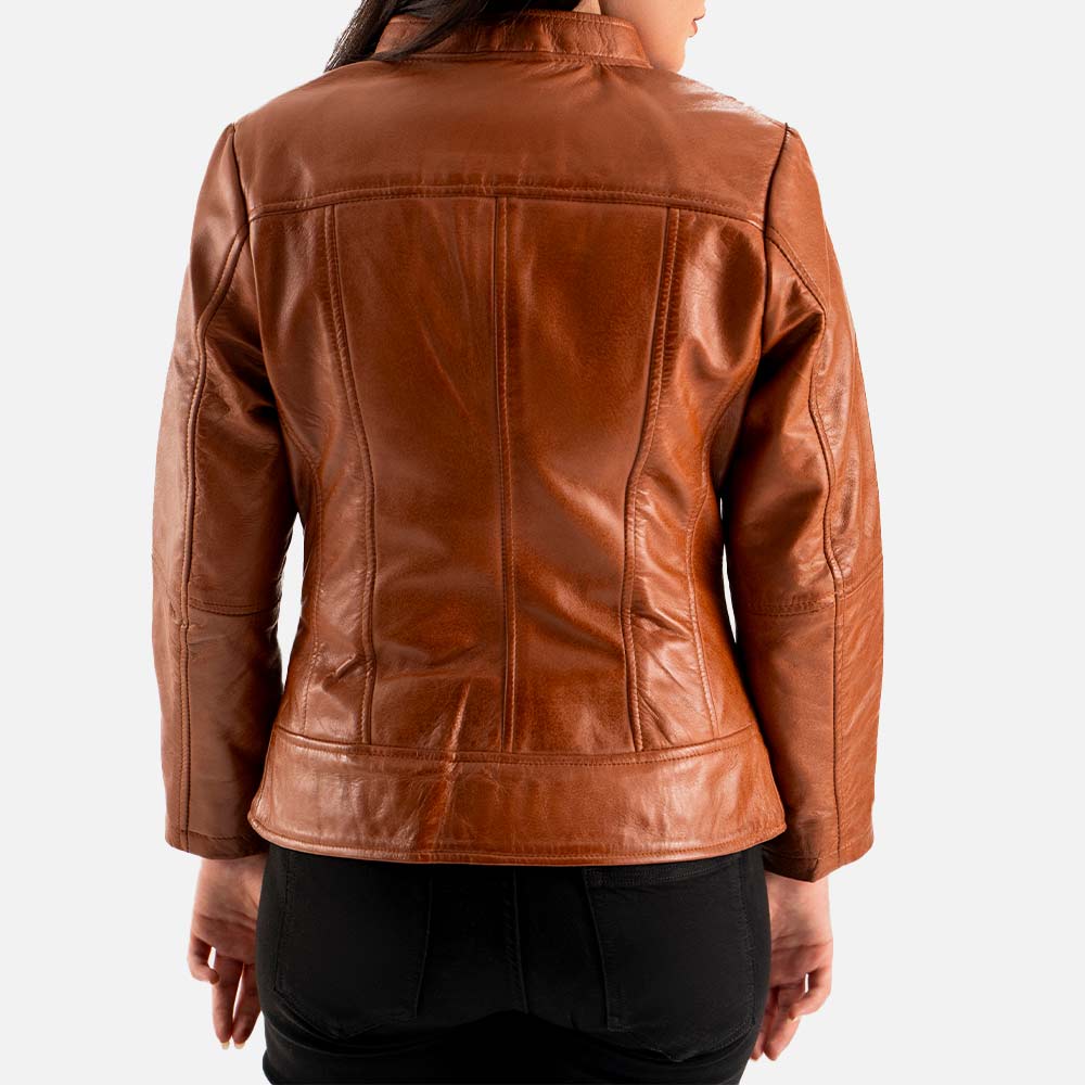 Sestriere Tan Leather Biker Jacket Back