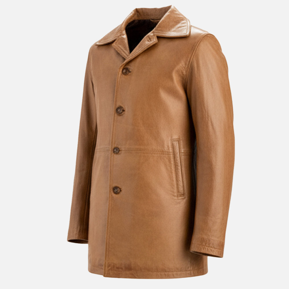 Sicilia Tan Leather Coa front view