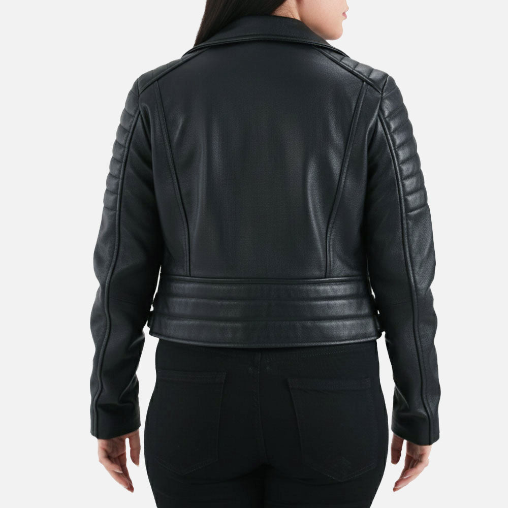 Sorrento Black Leather Biker Jacket Bacck