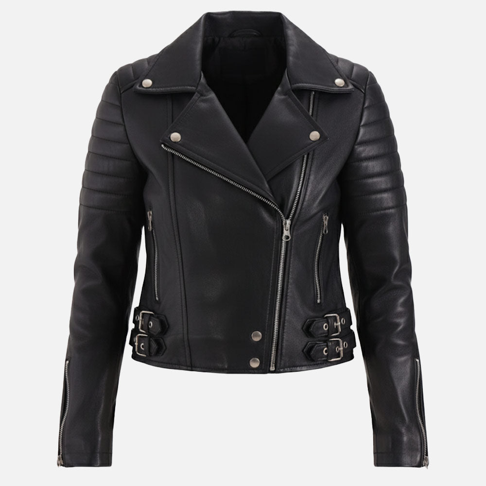 Sorrento_Black_Leather_Biker_Jacket_frontt view